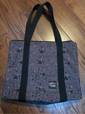Yak Pak Black and Gray Geometric Tote with Subtle Color Dots